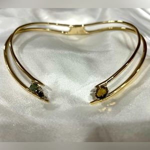 Alexis Bittar Gold Necklace with Green and Black Accents
